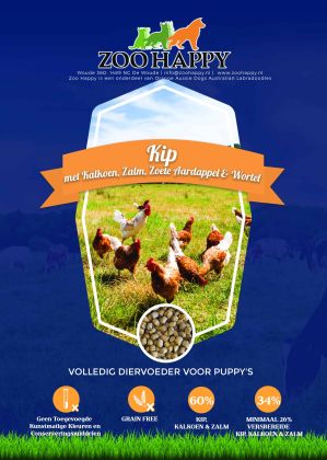 Puppy Kip met Kalkoen, Zalm, Zoete Aardappel & Wortel 